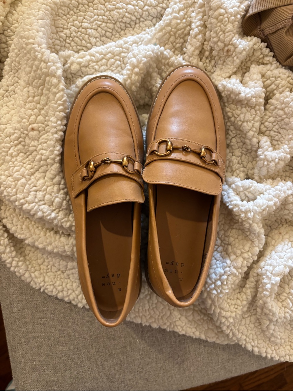 a new day Tan Leather Horsebit Loafers